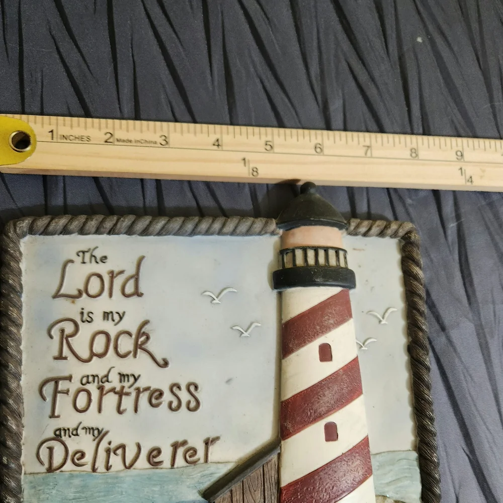 Lighthouse Wall Decor with Hooks - Red and White